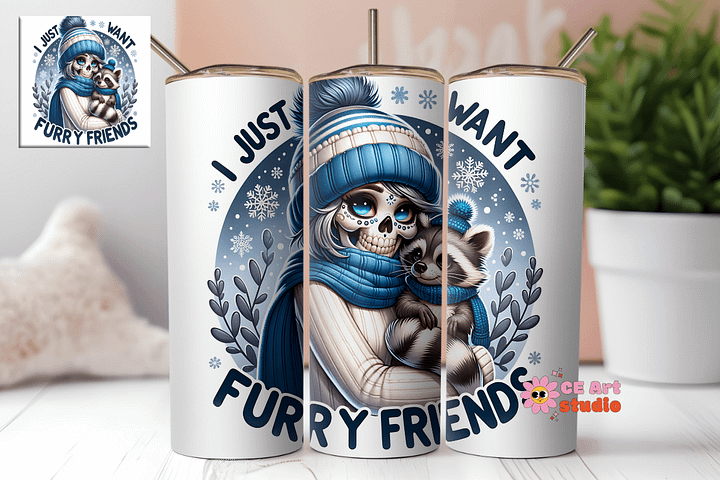 I Just Want Furry Friends Tumbler Wrap PNG product image (1)