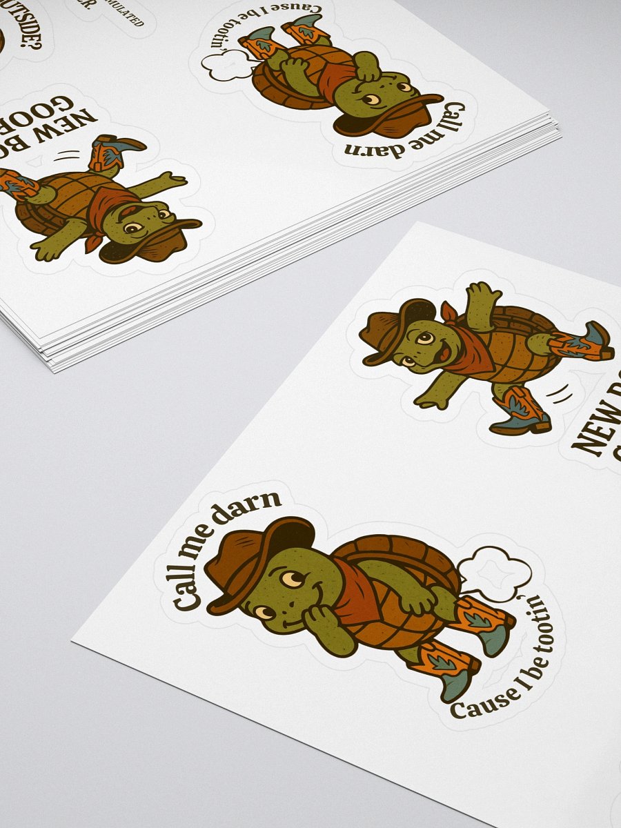 Cowboy Turtle Kiss Cut Stickers product image (4)