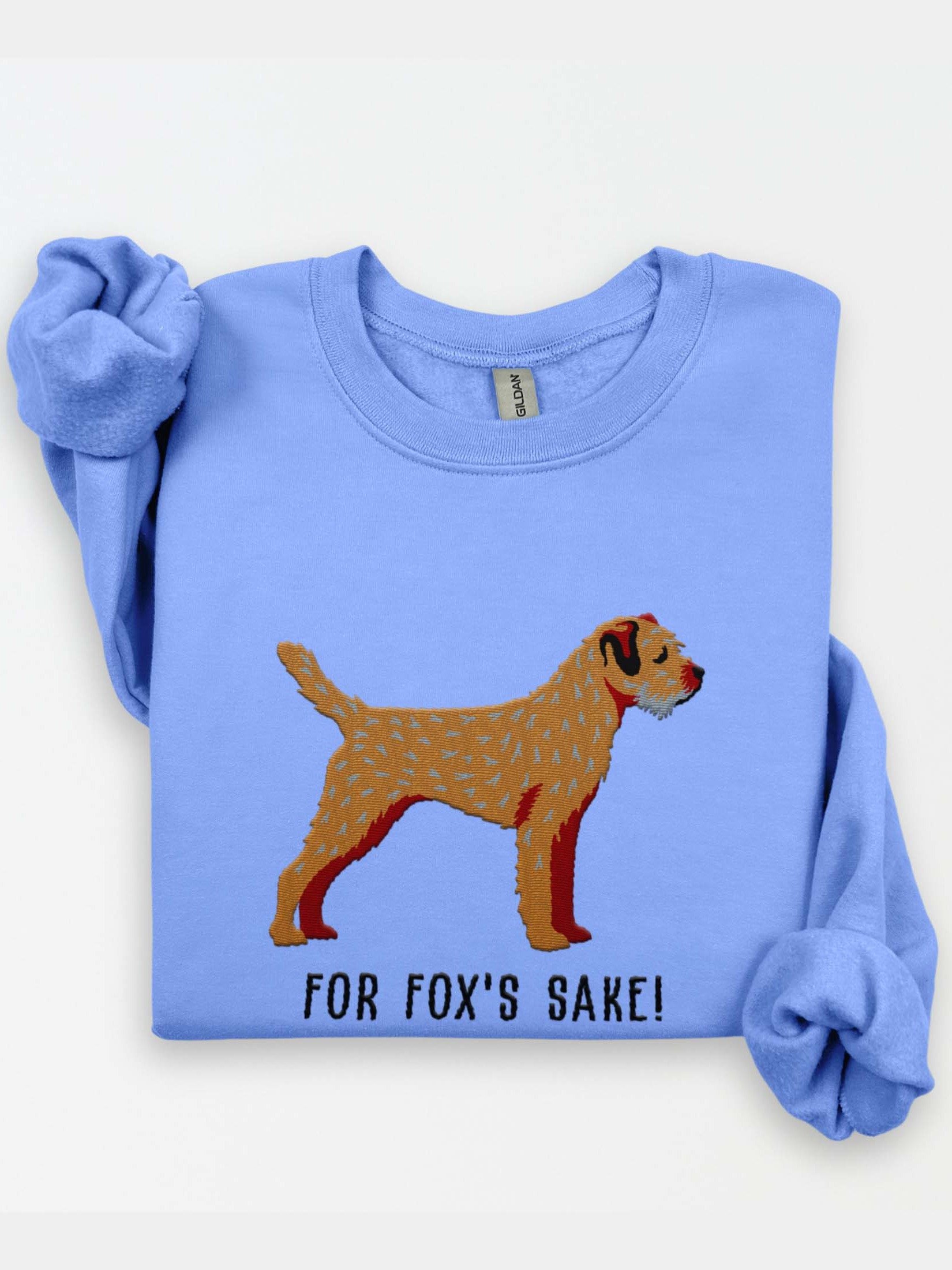 For Fox's Sake! Sweatshirt (Embroidered) of a Border Terrier(Tan) product image (1)