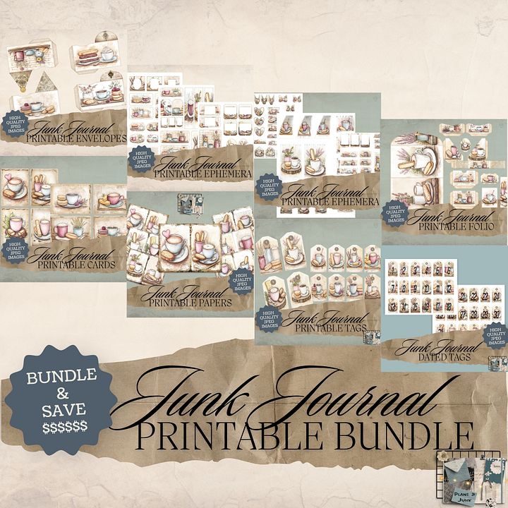 Coffee & Biscuits - Junk Journal Bundle V5 product image (1)