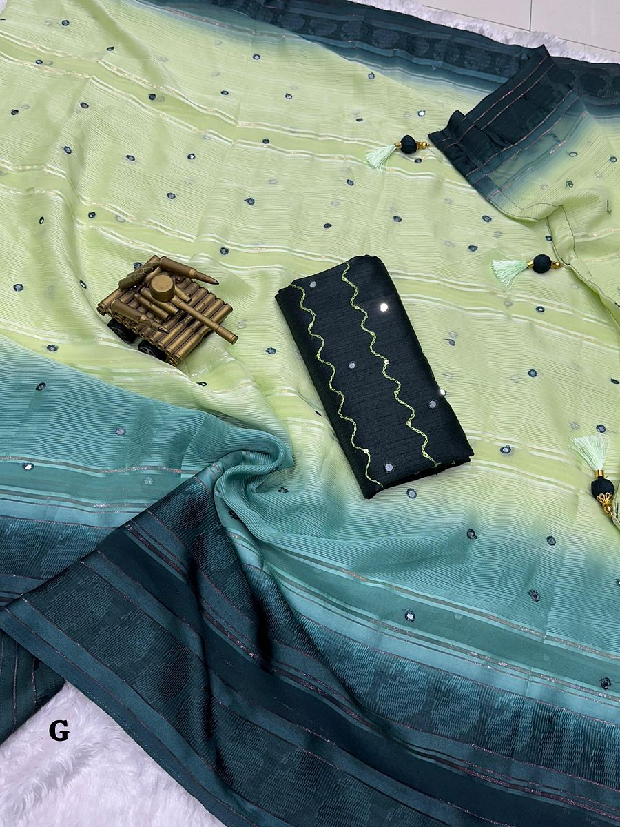 Ideal casual wear saree, featuring a beautiful touch of fancy gota patti mirror work pattern product image (10)