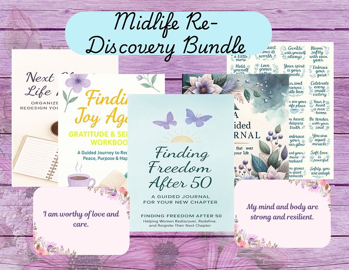 Finding Freedom After 50 Digital Bundle | Life Planner, Journals & Affirmations for Women 50+ | Self-Love, Joy & Confidence Kit product image (1)