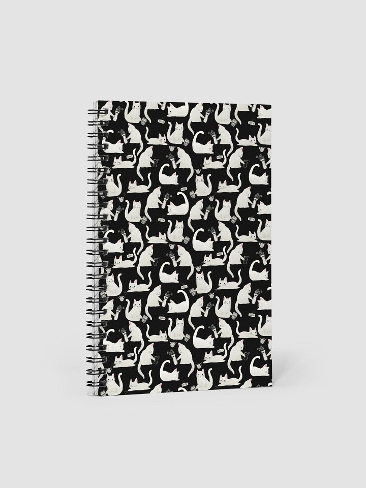 Bad Cats Knocking Stuff Over Pattern Notebook, Black product image (1)
