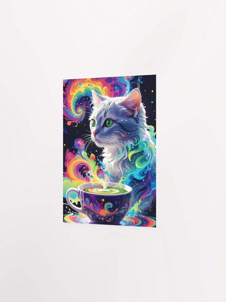 Psychedelic Cat with Swirling Coffee Art Poster product image (5)