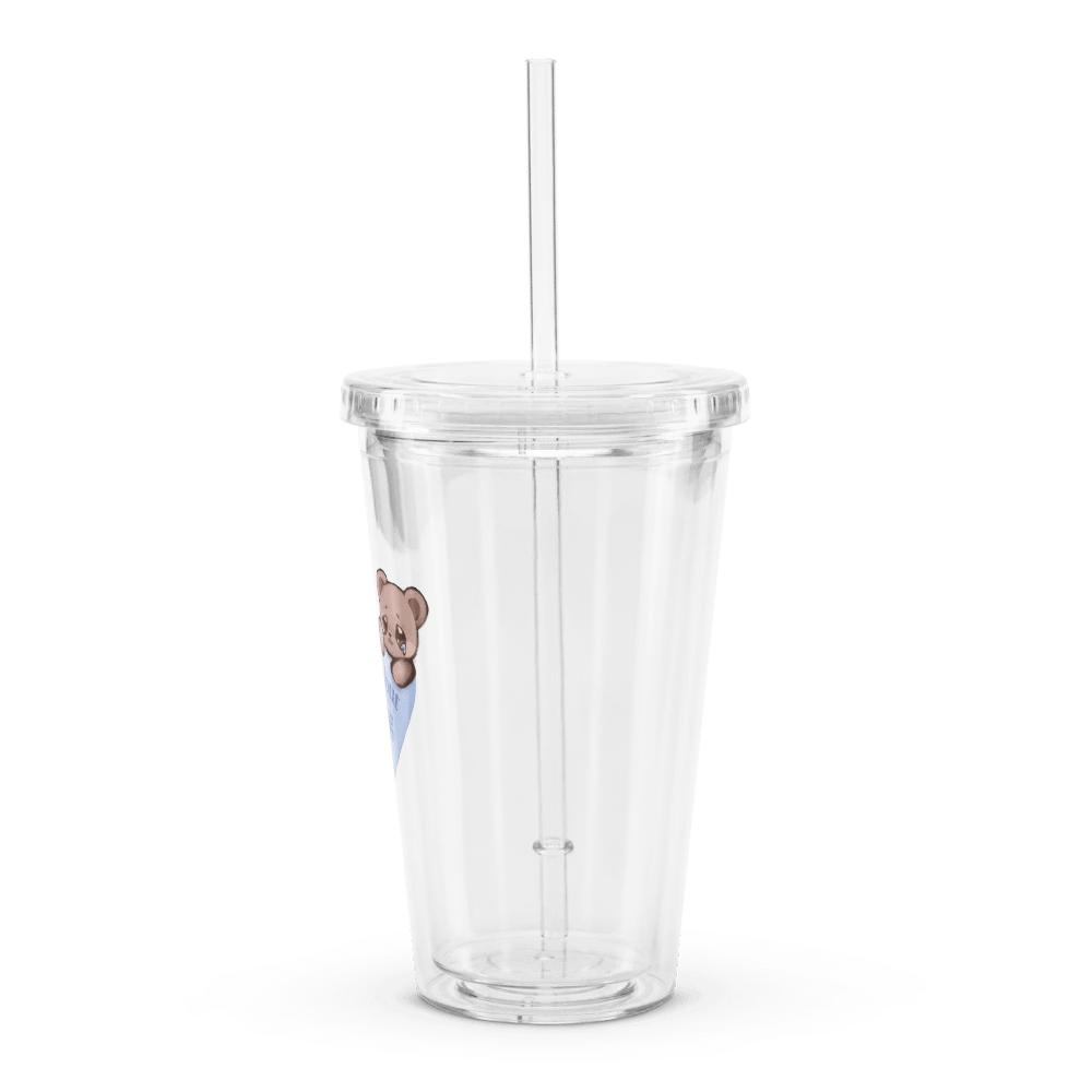 Double Wall Clear Plastic Tumbler (16 oz) Crying but trying teddy product image (4)