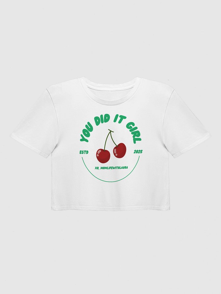 You Did it Girl Cherries Cropped Tee - Green/White product image (1)