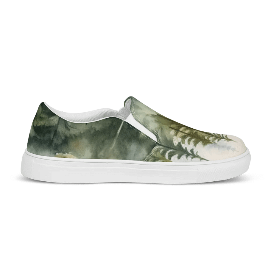 Men's Slip-On Canvas Shoes with Watercolor Spruce Forest Design product image (10)