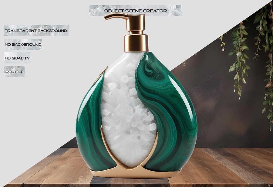 Aurora Verde – Luxury malachite soap dispenser decor PNG product image (2)