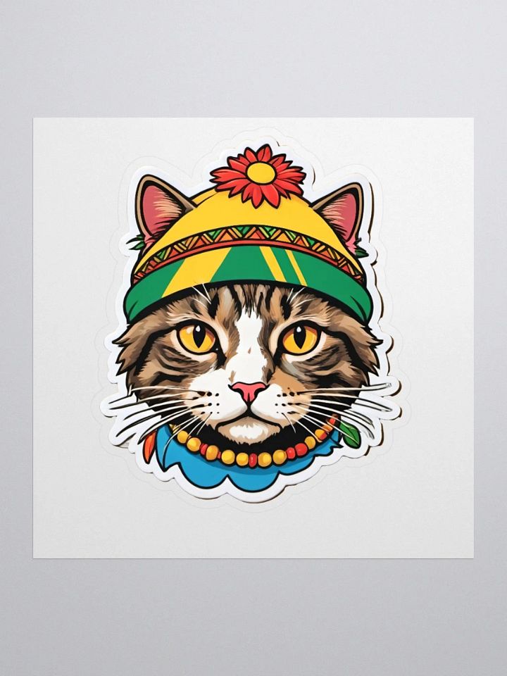 Whimsical Bombocat in Colorful Hat Sticker product image (2)