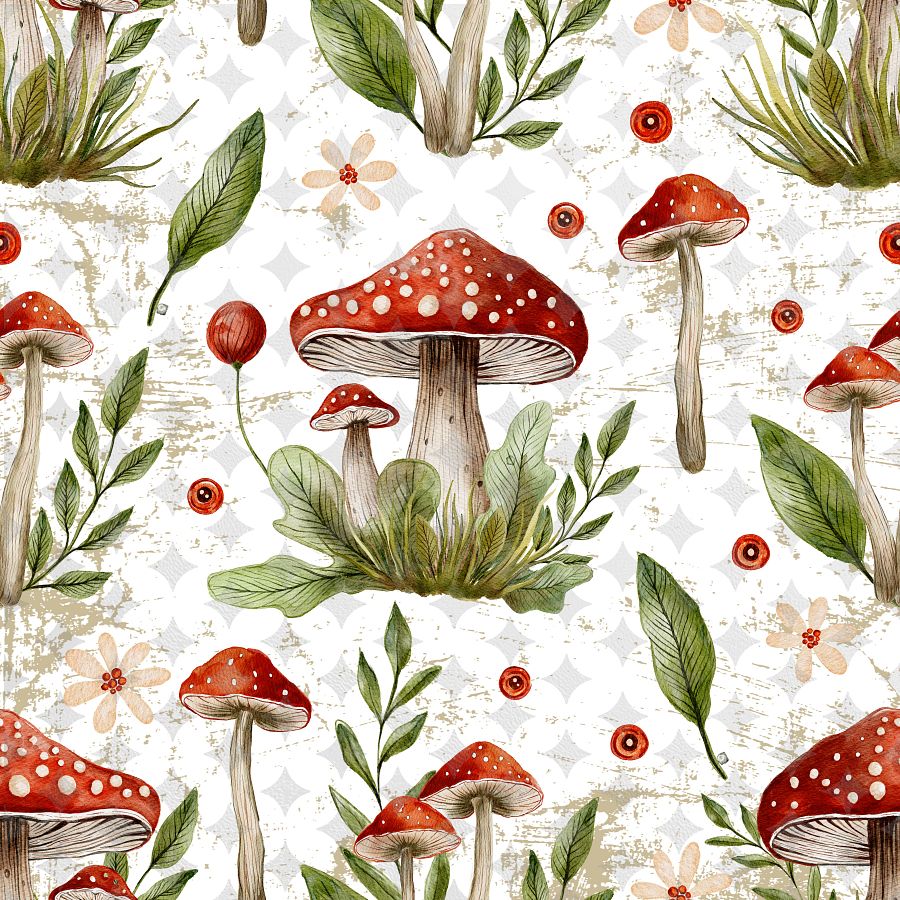Mushroom Cottage Seamless Pattern product image (1)
