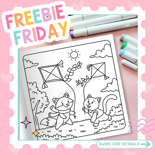 🎉 FREEBIE FRIDAY is here! 🌸🪁

Today’s free page features two Fuzzy Buddies flying kites on a perfect spring day! 🐱🦊 It's the ...