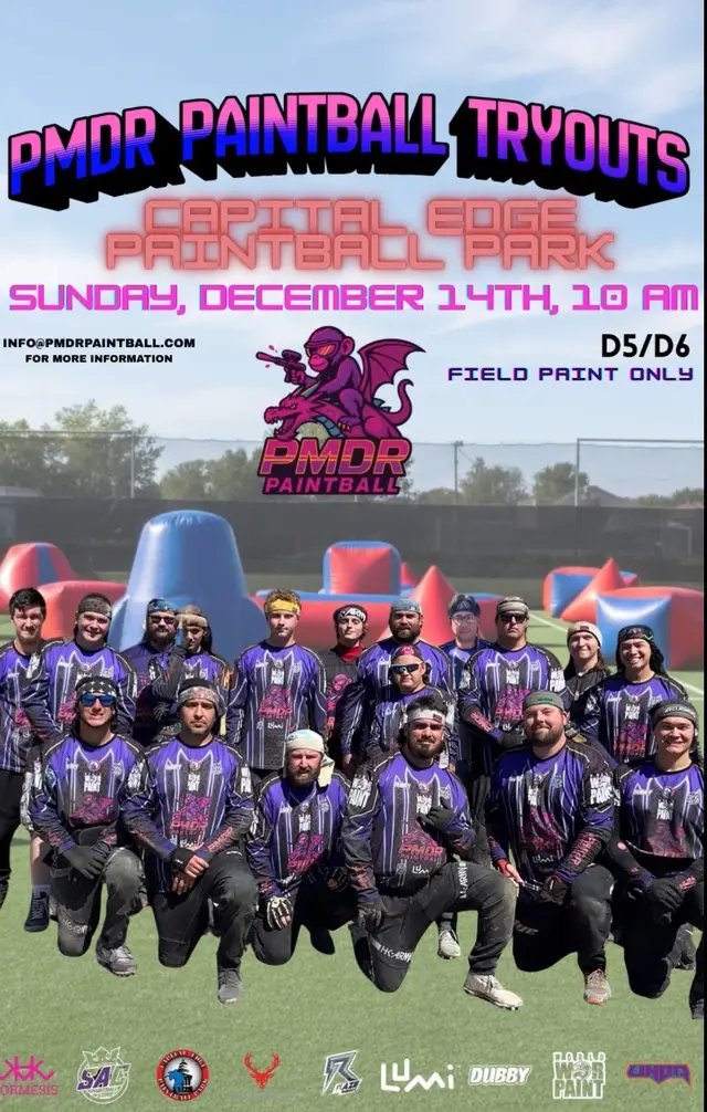 Gear up, lock in, and BRING THE NOISE.  PMDR tryouts are about to light up the field. Show up ready to snap, sprint, and steal the spotlight #PMDRPaintball #FullSend #TryoutHype #PaintballEnergy #RunItBack 