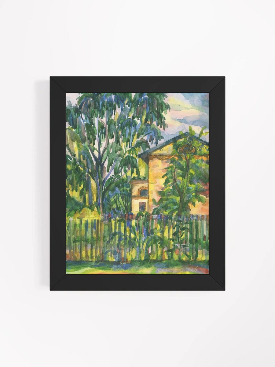 Tranquil Retreat Framed Watercolor Poster - Private House with Ffence product image (12)