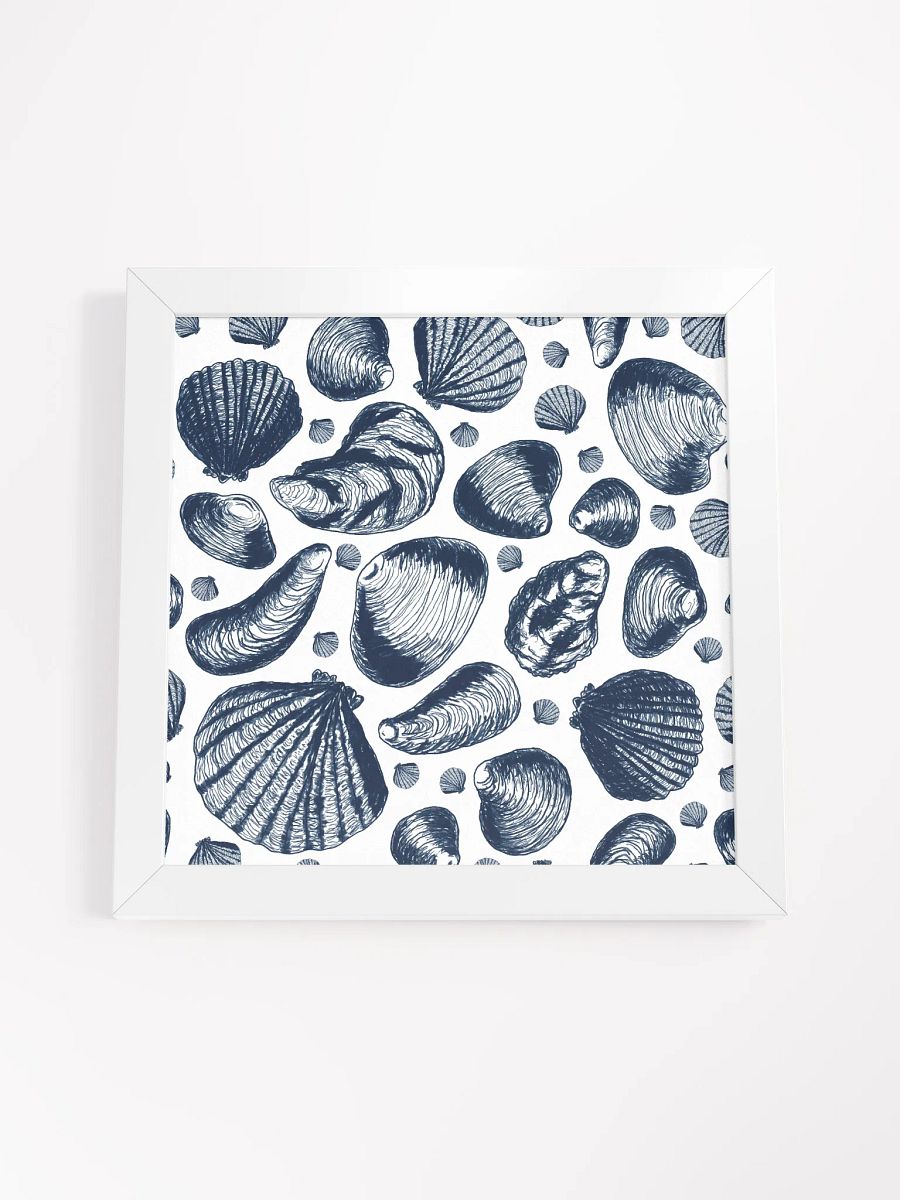 New England Tidal Treasures | Navy on White | by Monique Faella Designs™ | Framed Coastal Wall Art | Museum-Quality Print product image (1)