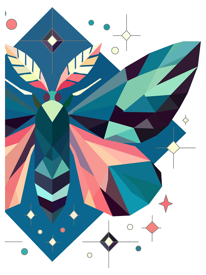 Free Geometric Moth PNG Art - Transparent Background, Low Poly Insect Illustration product image (2)