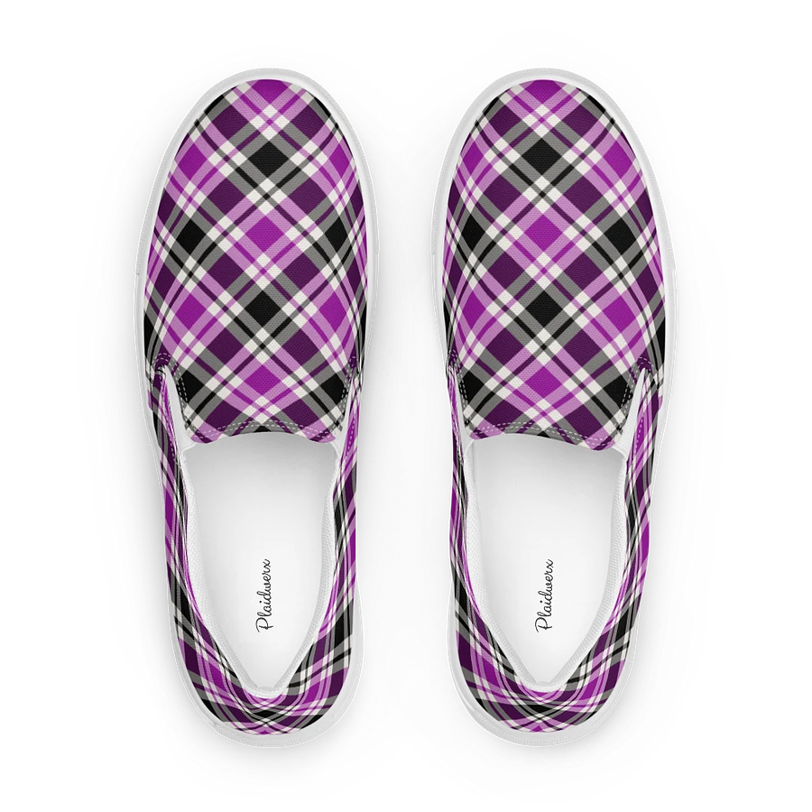Purple, Black & White Plaid Women's Slip-On Shoes product image (1)