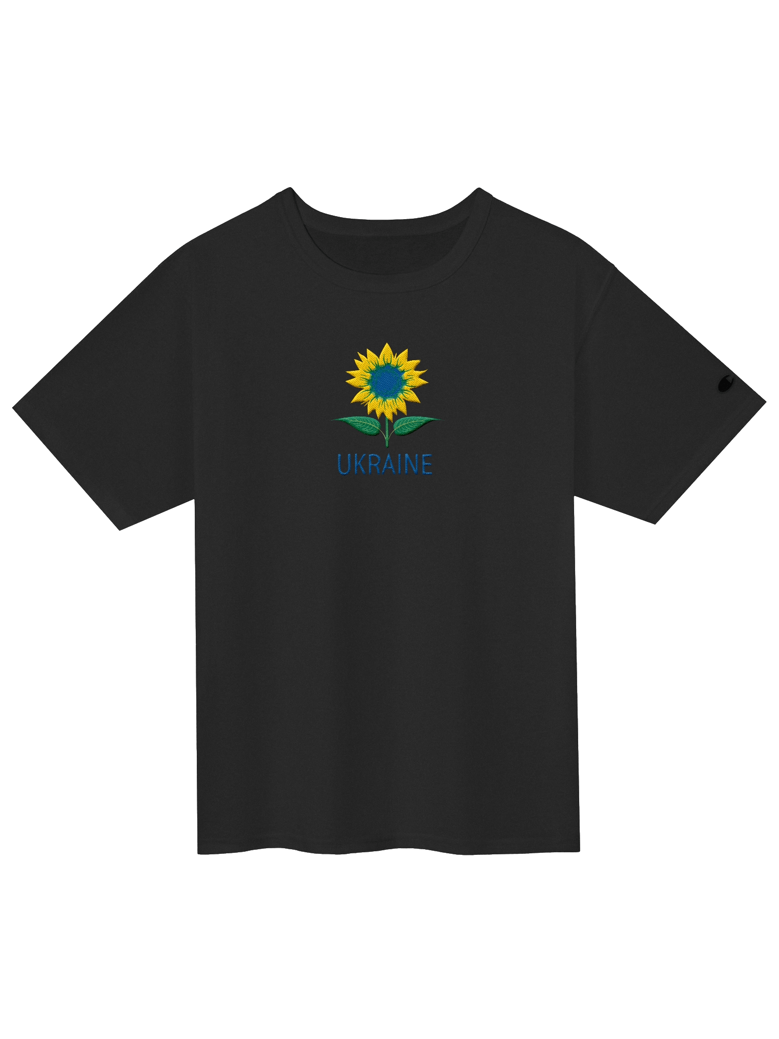 Ukraine Sunflower Ukrainian Symbol Yellow Blue Heritage Flower | Champion Relaxed-Fit T-Shirt | Embroidered product image (2)