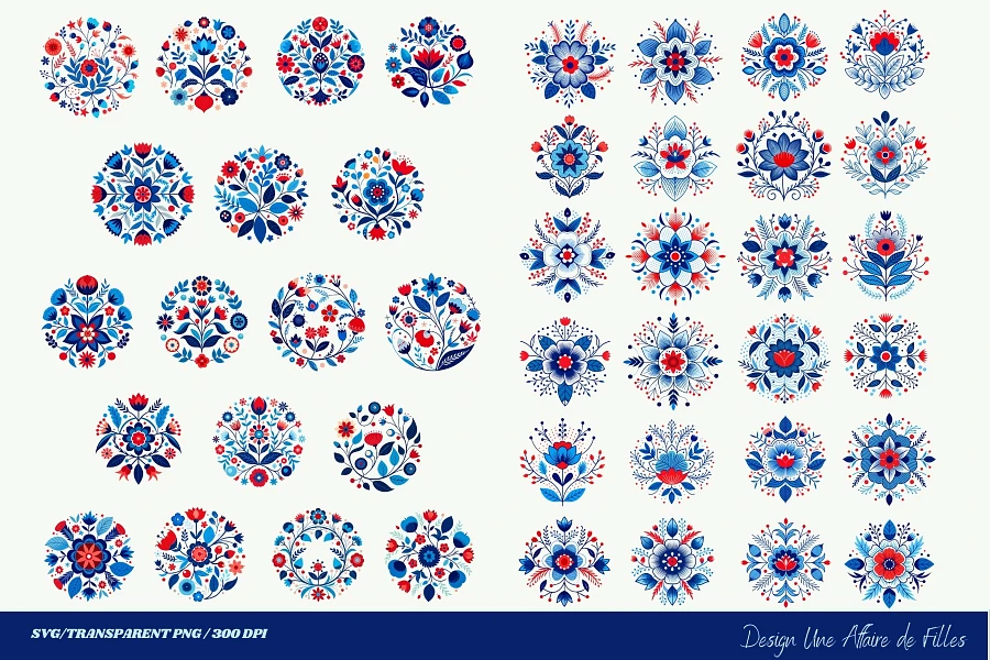 60 FLORAL SCANDINAVIAN VECTOR CLIPART product image (2)