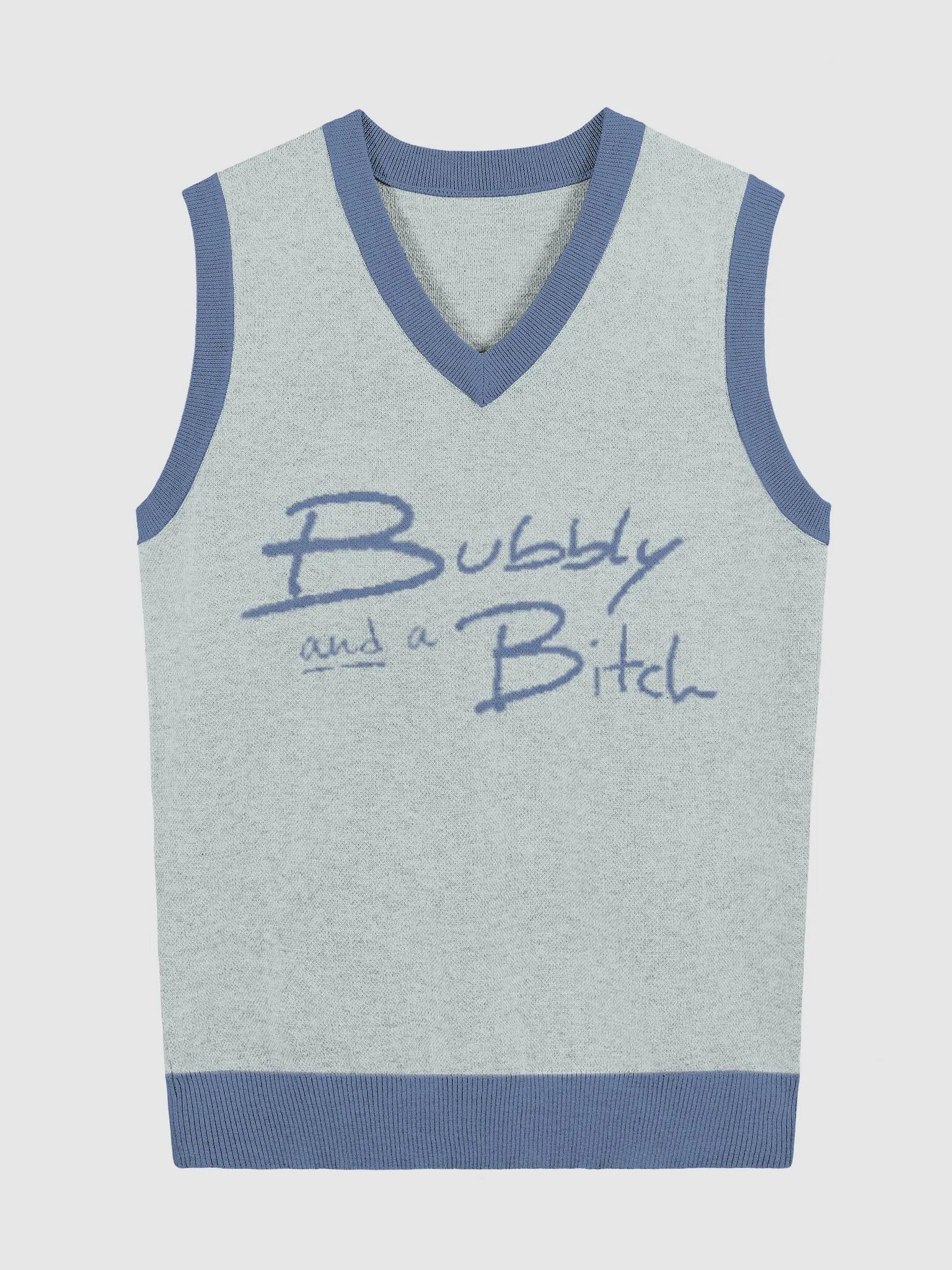 Bubbly and a B*tch (lg. design, duotone blue) knitwear vest product image (4)