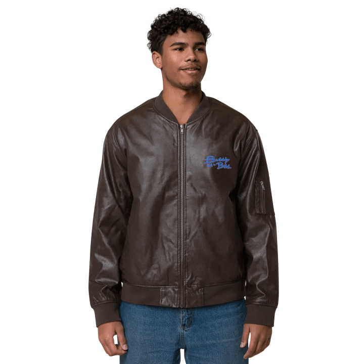 Bubbly and a B (violet shadow design) faux leather bomber jacket product image (2)