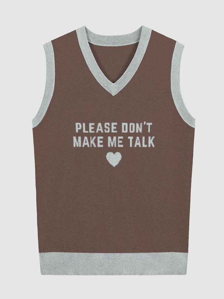 PLEASE DON'T MAKE ME TALK (light blue and brown) knitwear vest product image (3)