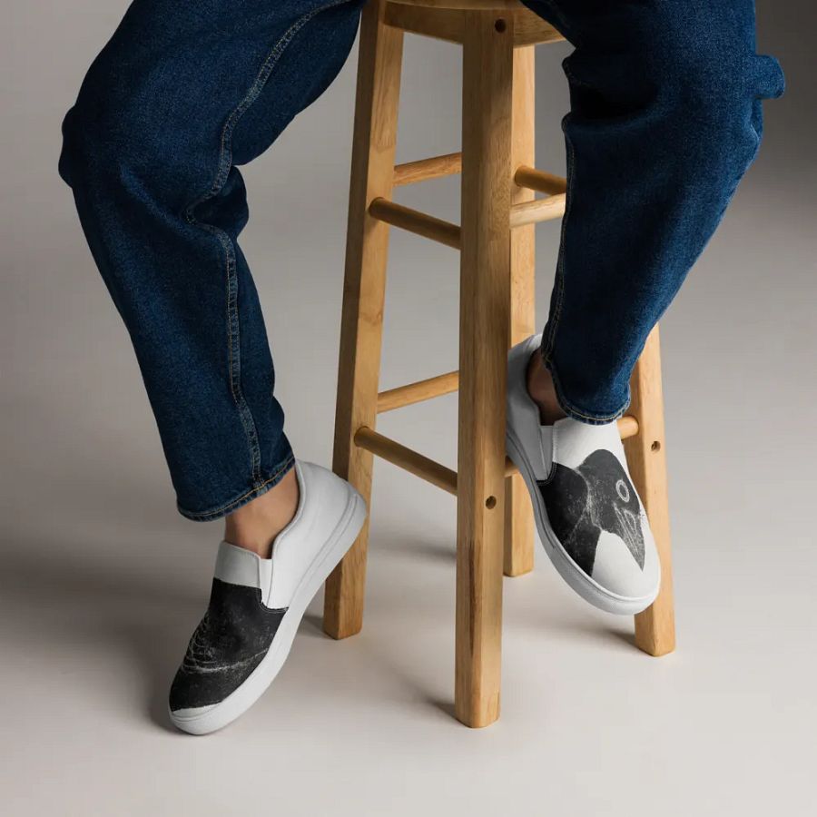 Black and White Men's Slip on Shoes 008 product image (4)