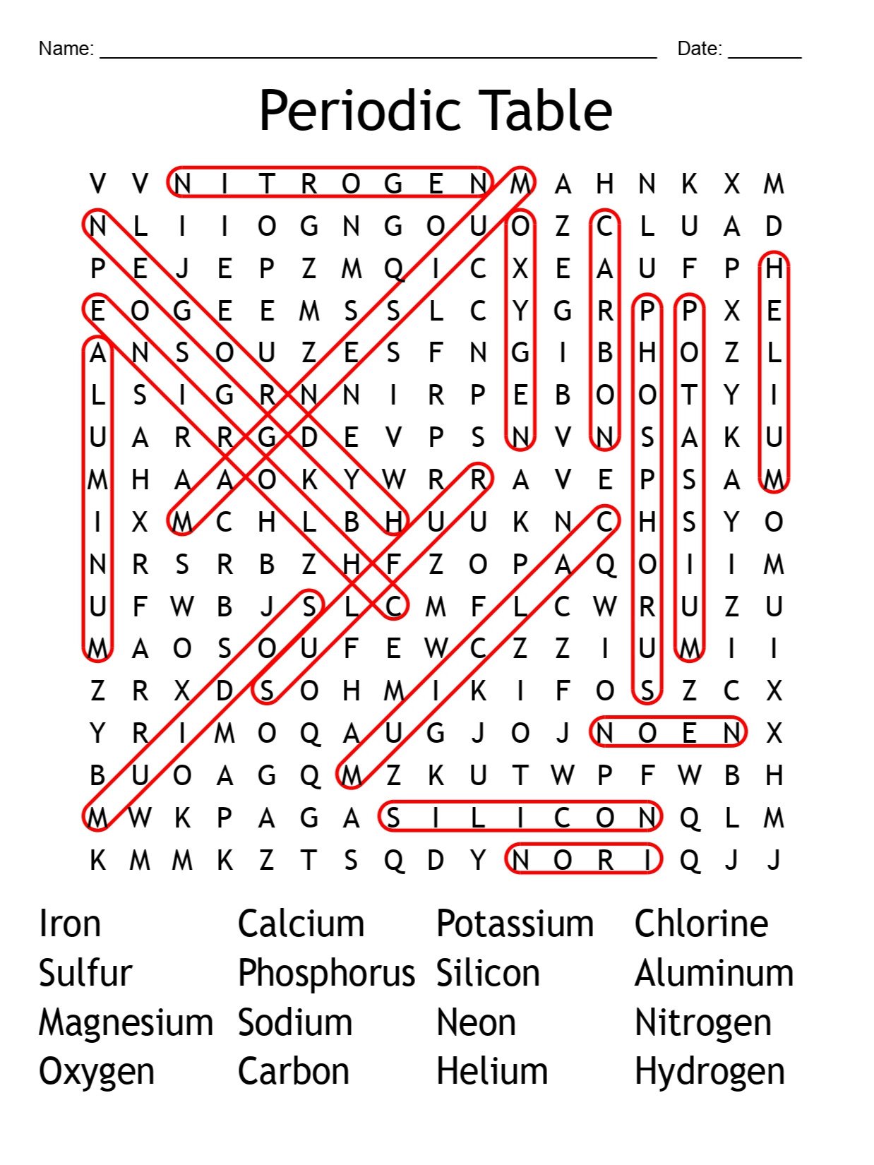 Printable Periodic Table Word Search – 16 Key Elements! product image (2)