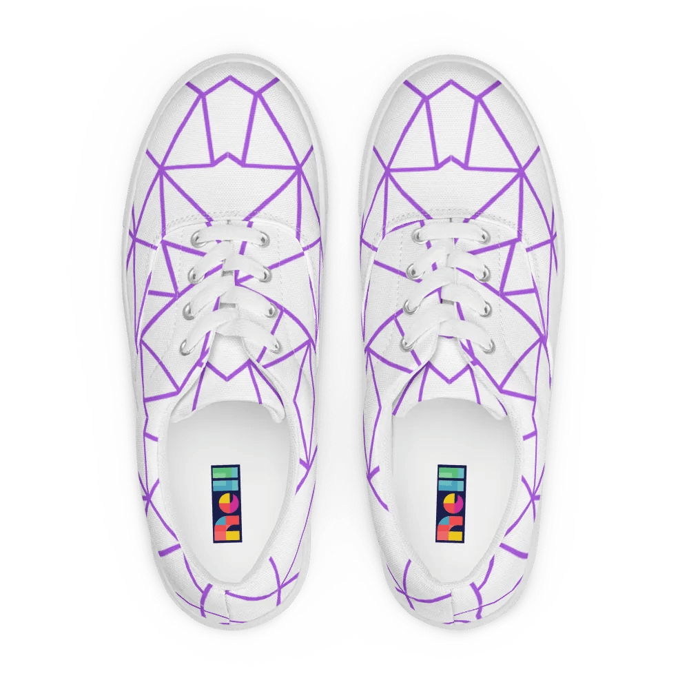 Lace-Up Canvas Shoes: Purple Geometric product image (1)
