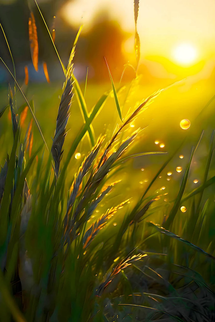 Golden Sunlight Shining Through Blades of Grass Matte Poster product image (1)