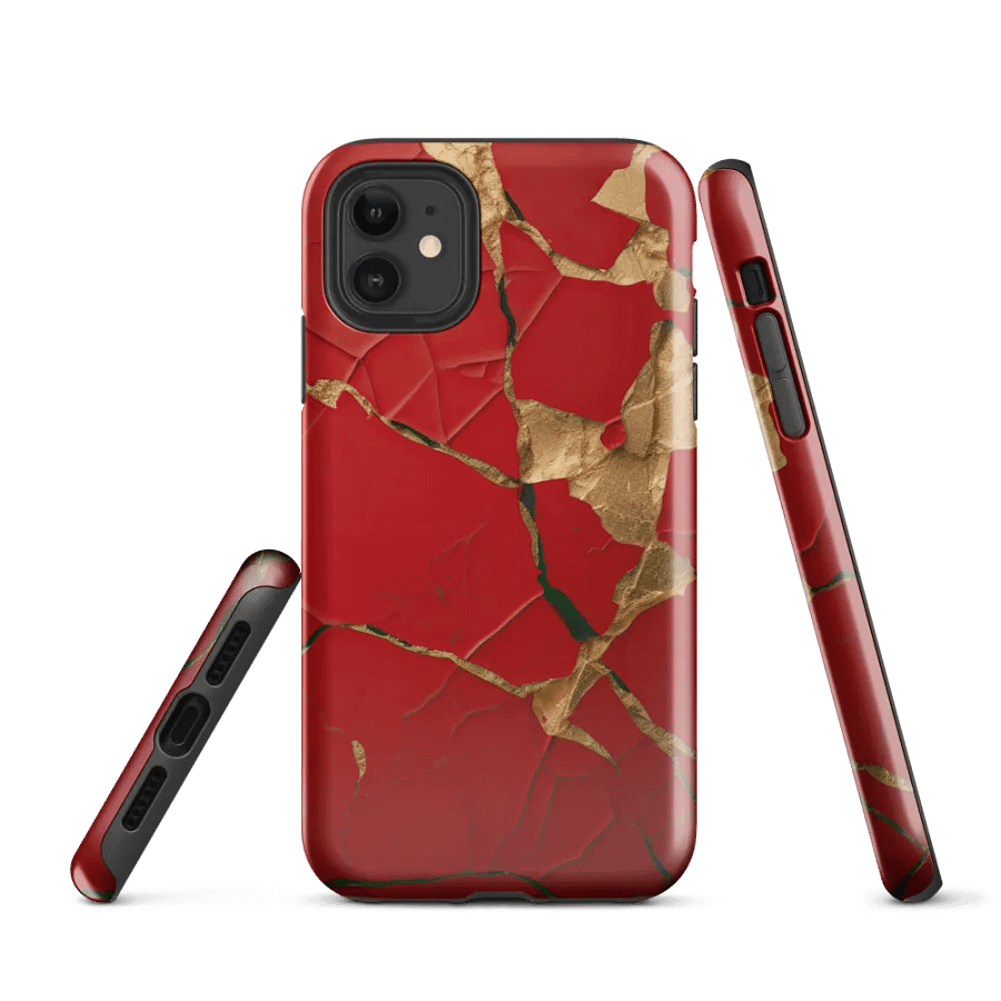 Elegant Red Kintsugi Tough iPhone Case product image (1)