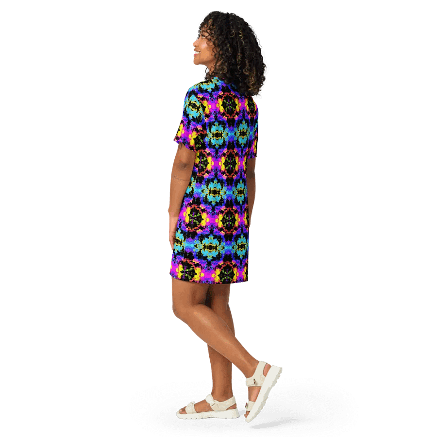 Abstract Neon Melting Daises Ladies T Shirt Dress product image (11)