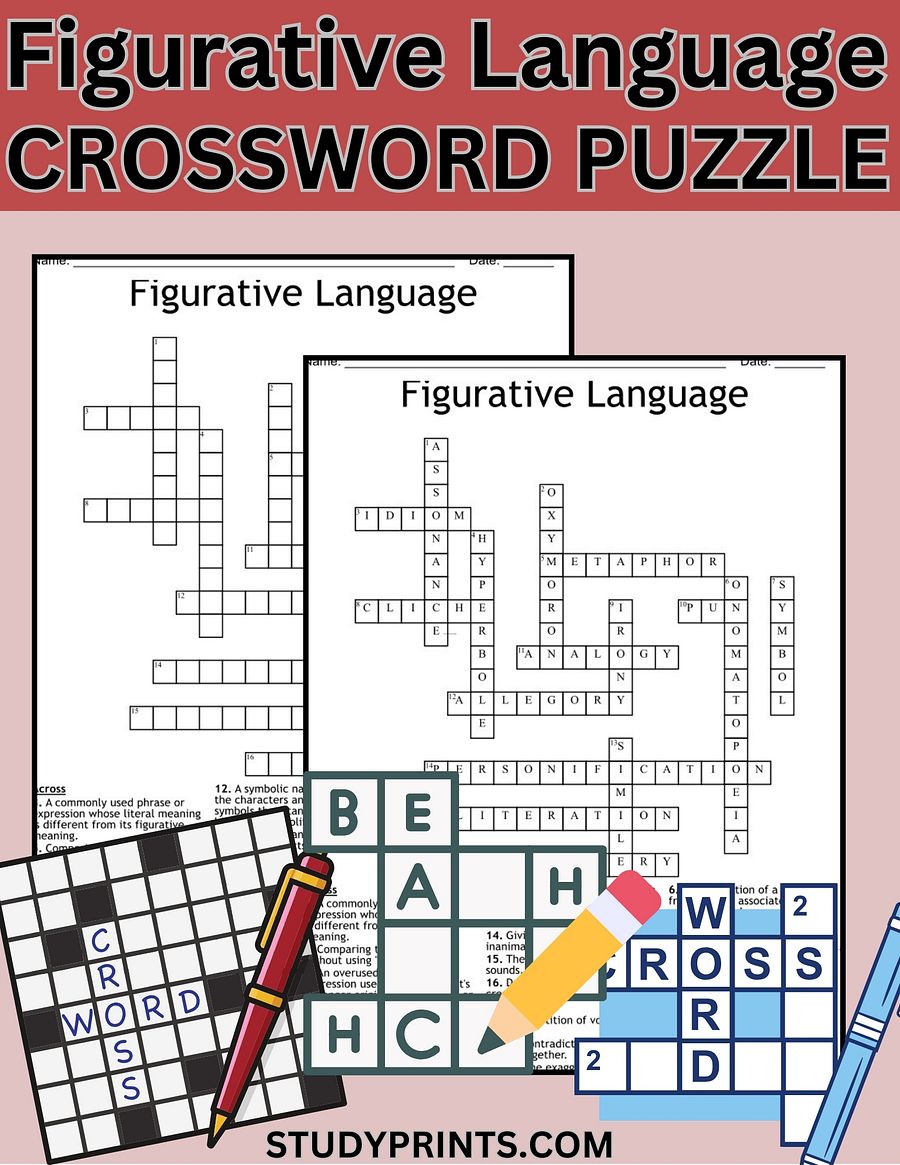 Figurative Language Crossword Puzzle with Answer Key product image (1)
