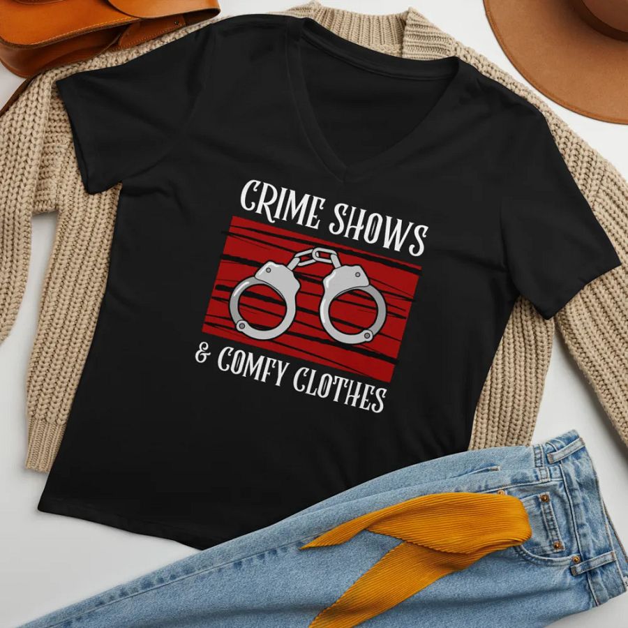 CrimeClothes Crime Shows and Comfy Clothes Relaxed V-Neck T-Shirt product image (8)
