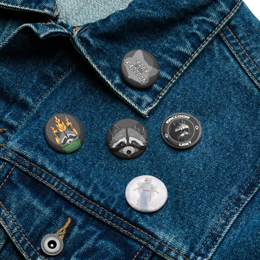 Small Raccoon Button Pins product image (11)