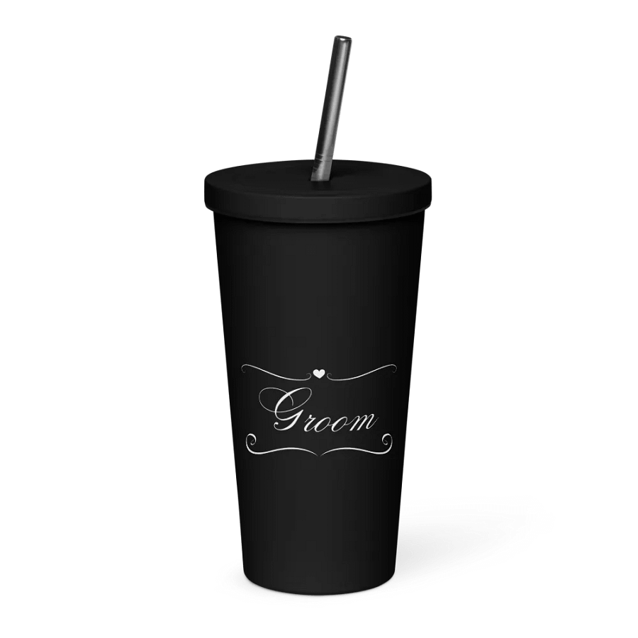 Tumbler with Straw - Groom - White Text product image (7)