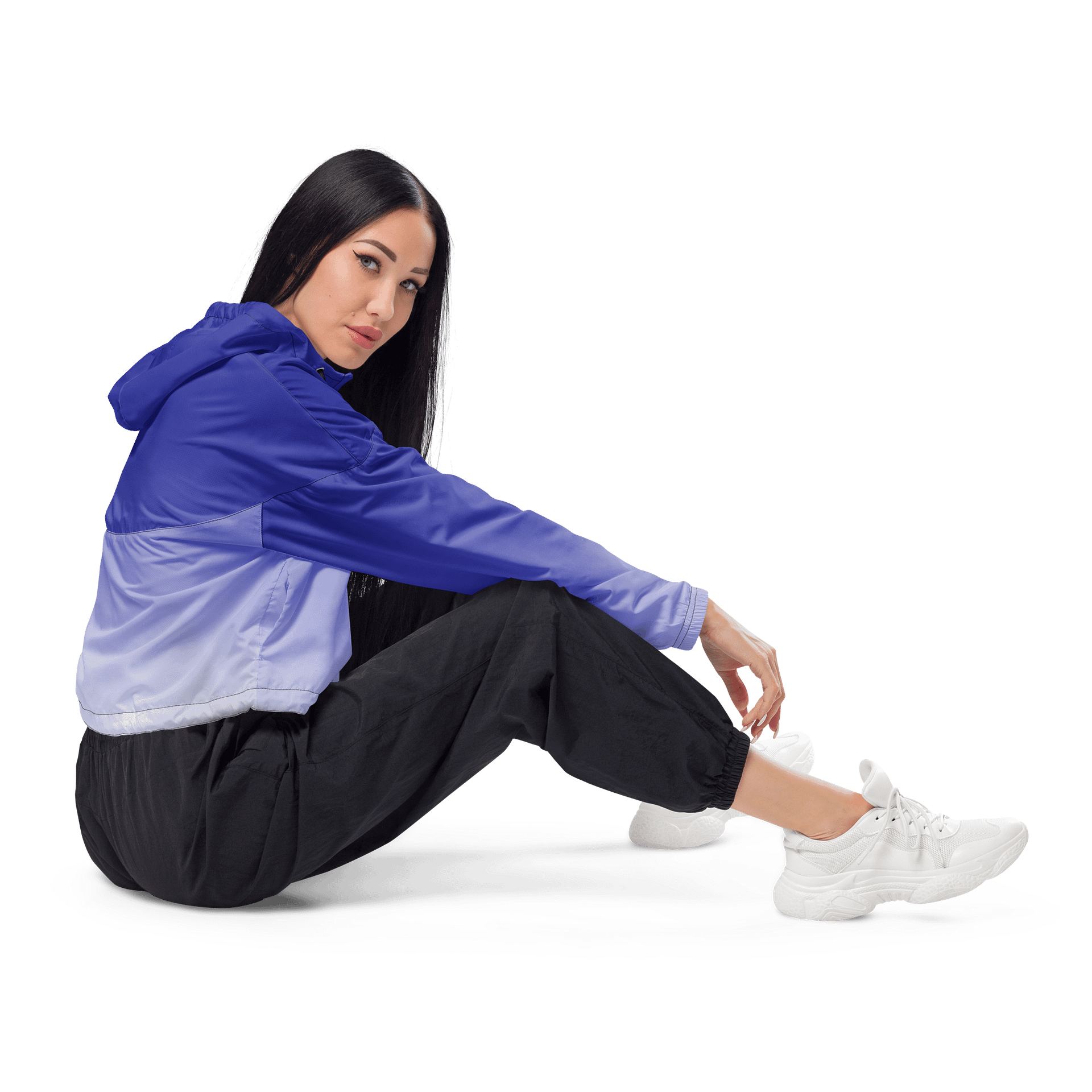 Blue White Shade Sublicolor 915 All-Over Print Women's Cropped Windbreaker product image (3)