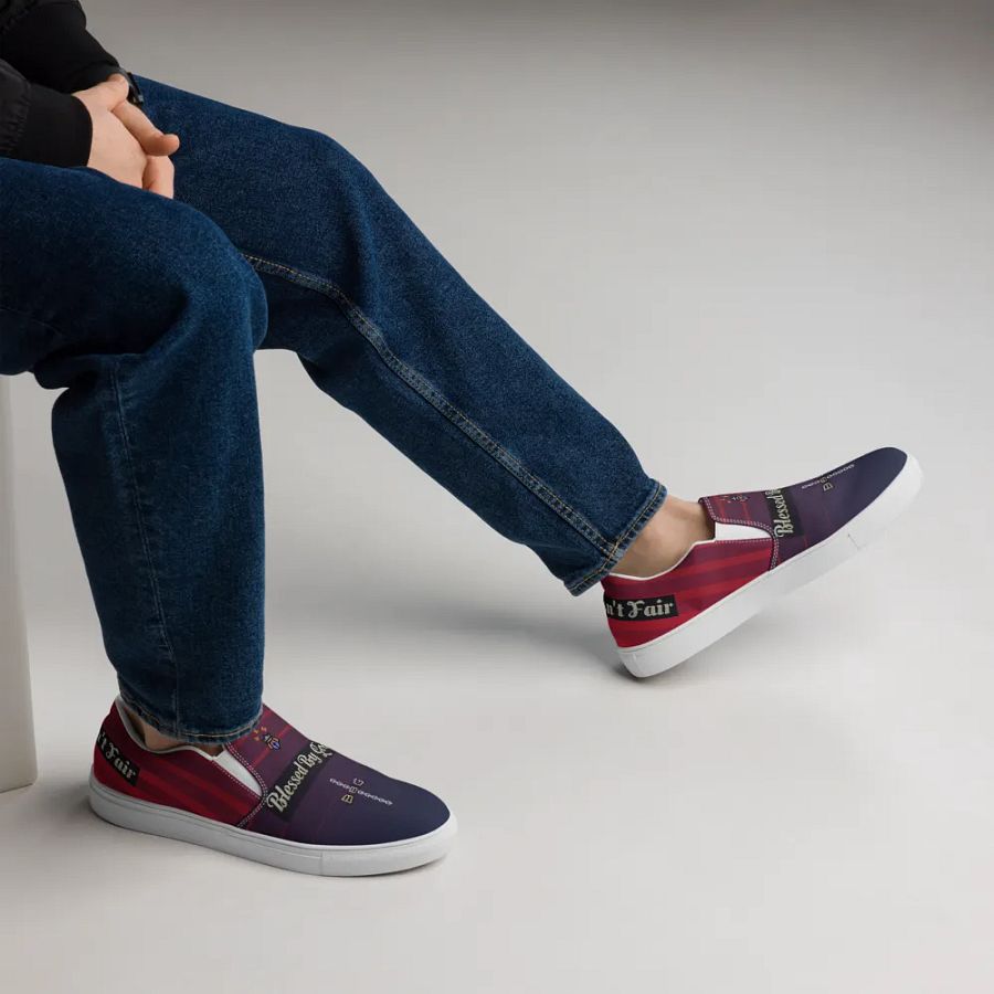 BBG Diamond Cross Purple and Burgundy Gradient Men's Slip Ons product image (12)