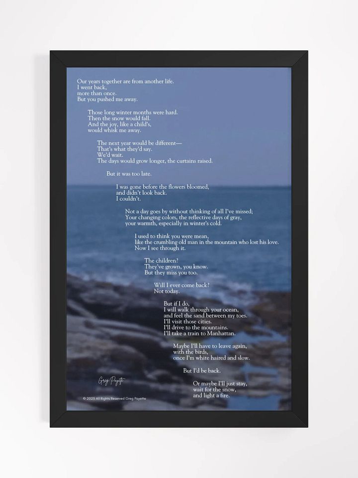 "New England" - Poem Print by Greg Payette (Photo from Beavertail Park in Jamestown, Rhode Island) product image (1)