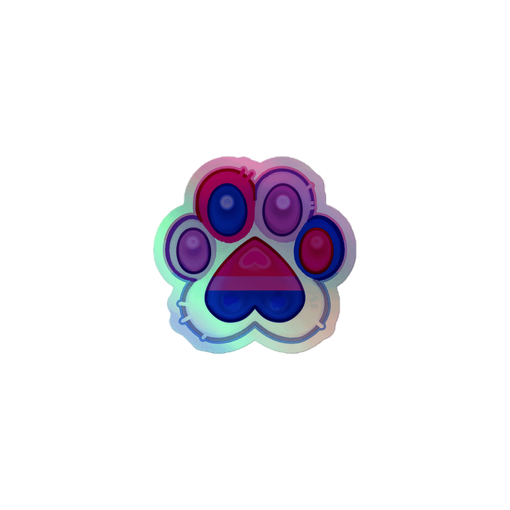 Bisexual Pride Paw Print Holographic Kiss Cut Sticker product image (1)