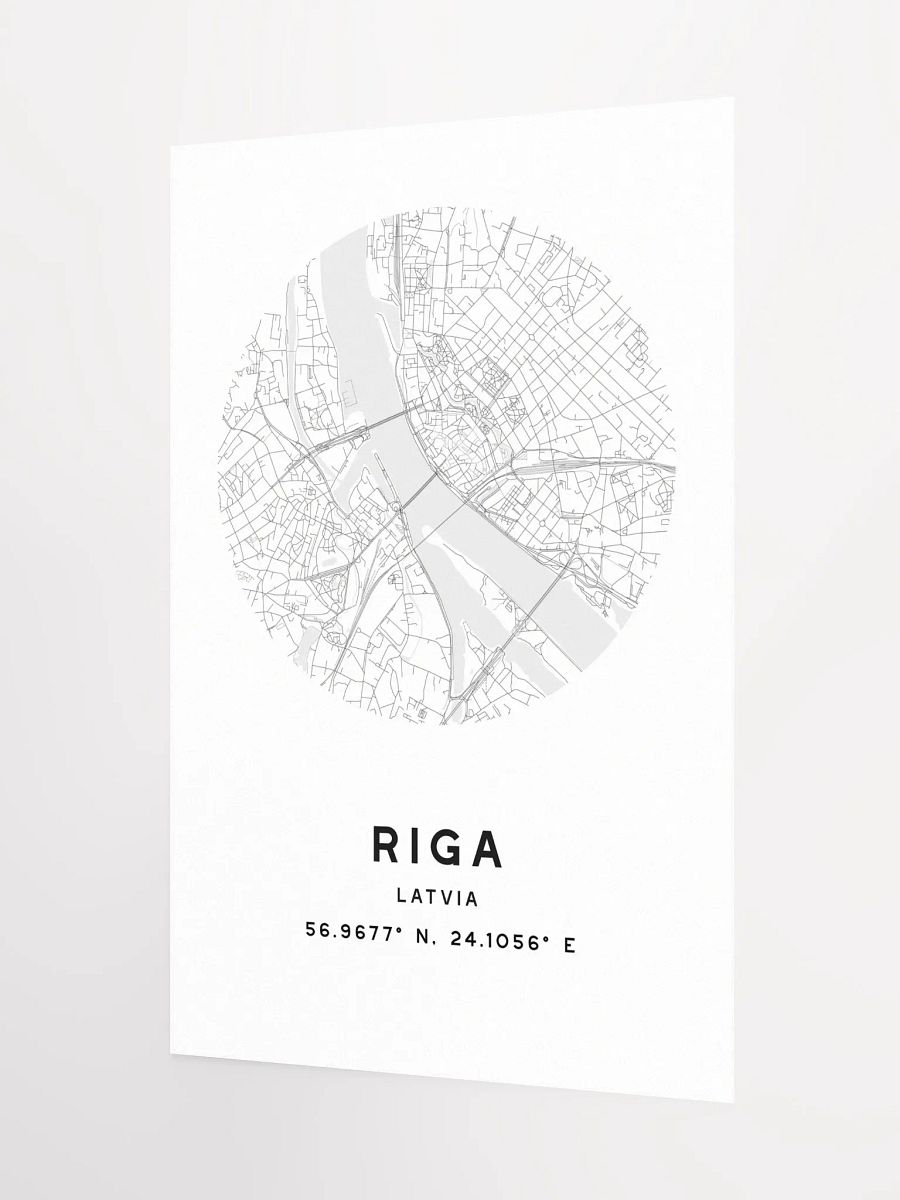 Riga Street Map Poster – White Minimalist Circular City Art product image (8)