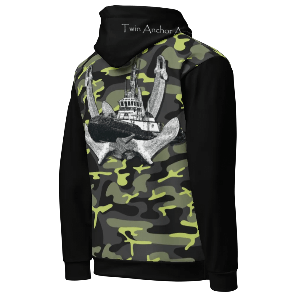 black & Green Twin Anchor Marco tug Hoodie product image (8)