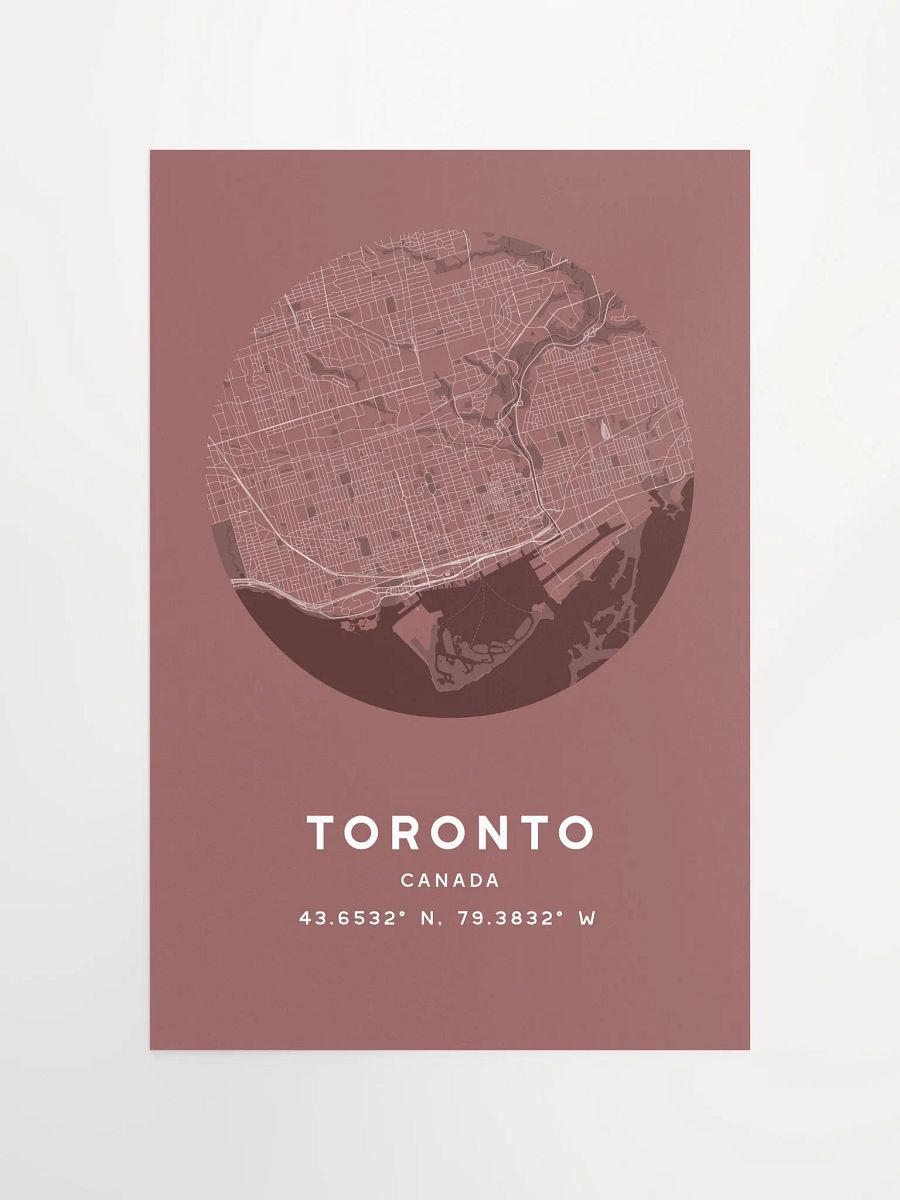 Toronto Street Map Poster – Red Minimalist Circular City Art product image (4)