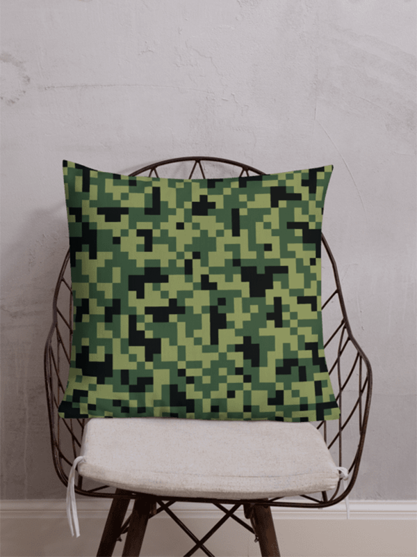 Military Green Camouflage Pixels Camo Pattern Premium Throw Pillow product image (1)