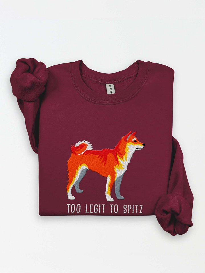 Too Legit to Spitz Sweatshirt (Embroidered) of a Japanese Shiba Inu(Red) product image (1)