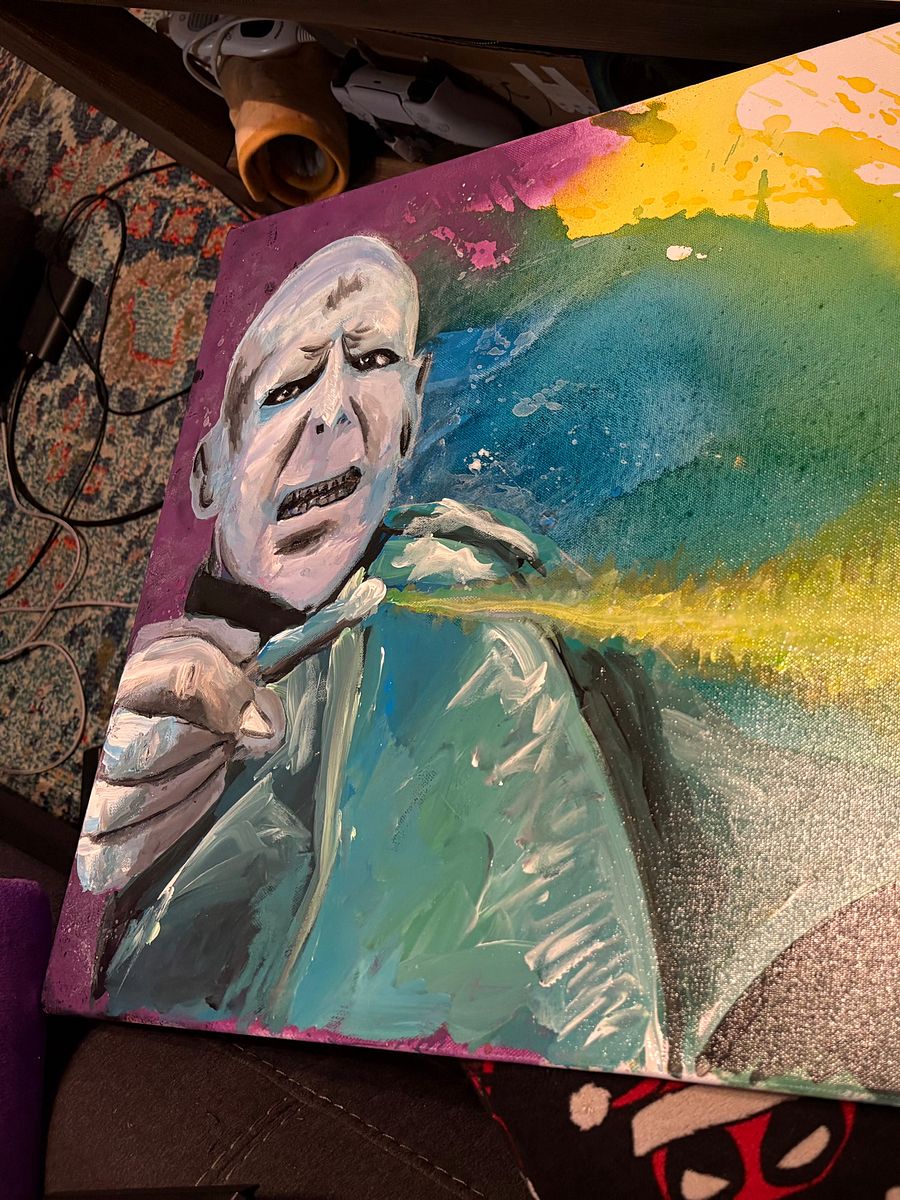 HUGE Hand painted center piece painting “Wizarding Duel Finale” product image (4)