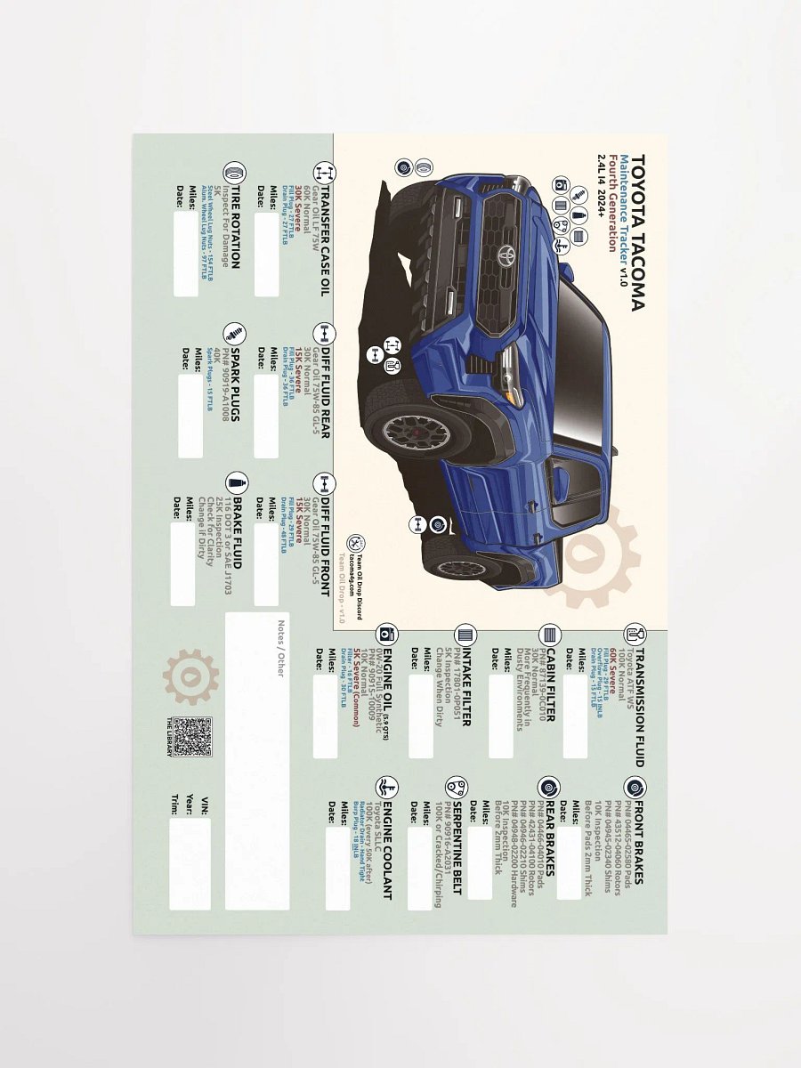 4TH GEN MAINTENANCE TRACKER V1.0 - Blue product image (5)