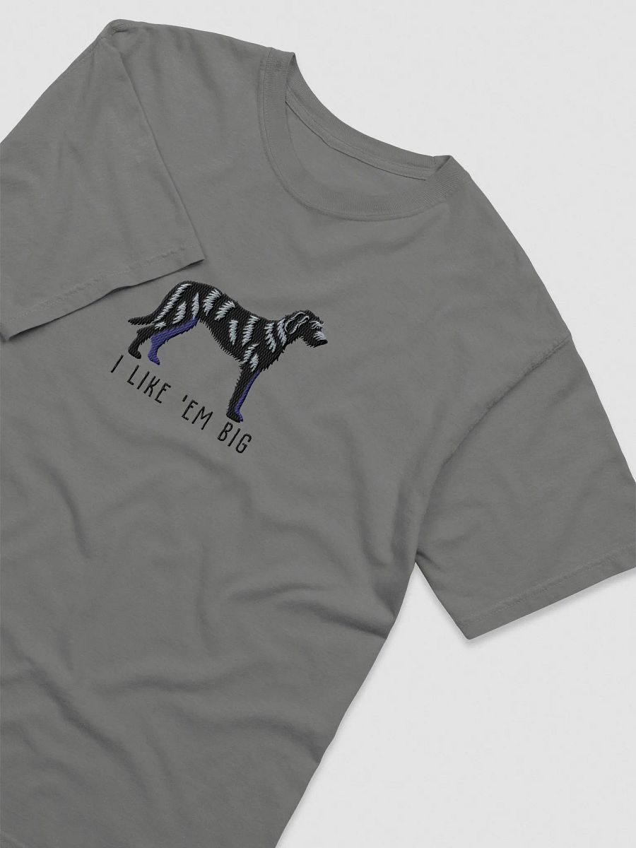 I Like 'Em Big T-Shirt(Embroidered) of an Irish Wolfhound(Black) product image (14)