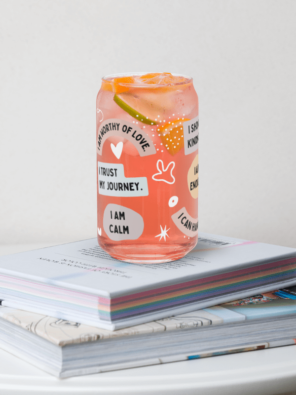Mindful Affirmations Can-Shaped Glass – 16oz product image (3)