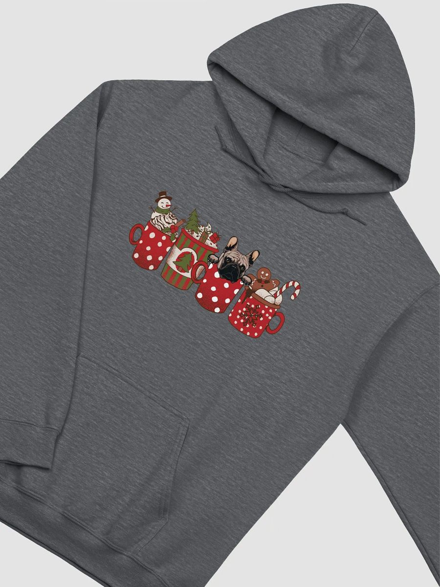 Cute French Bulldog(Fawn) in a Christmas Cup Hooded Sweatshirt | Funny Christmas Frenchie Pup in a Cup product image (5)