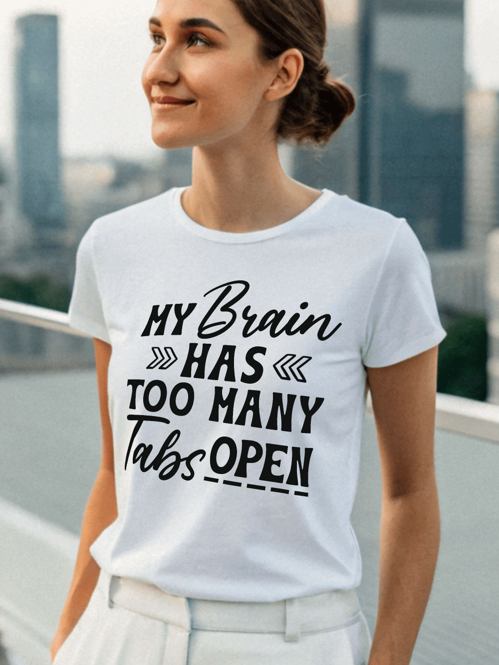 My Brain Has Too Many Tabs Open Women White T-Shirt product image (1)